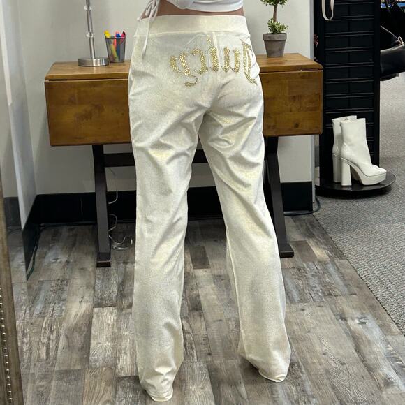 Juicy Couture Straight Leg Track Pants, Metallic Gold, Large - Picture 2 of 10